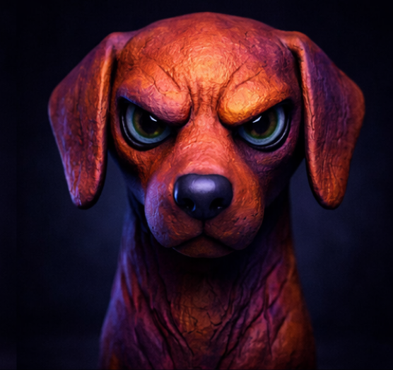 Cachorro preto com olhos castanhos